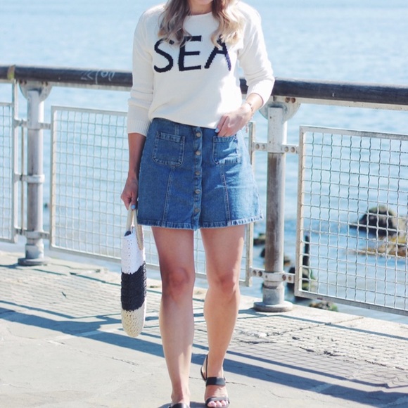 ann taylor loft jean skirt